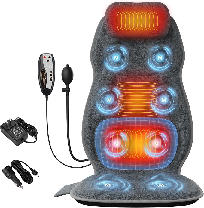 Back Massager with Heat, Full Body Massage Pad with Pillow Neck Support by COMRELAX