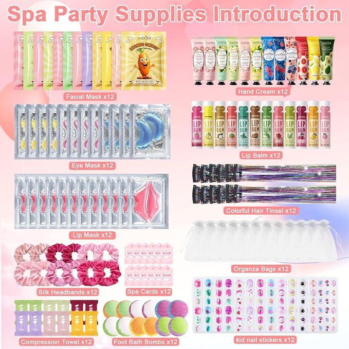 144 PCS Spa Party Supplies for Girls and Women, Favors Include Face Masks - Image 2