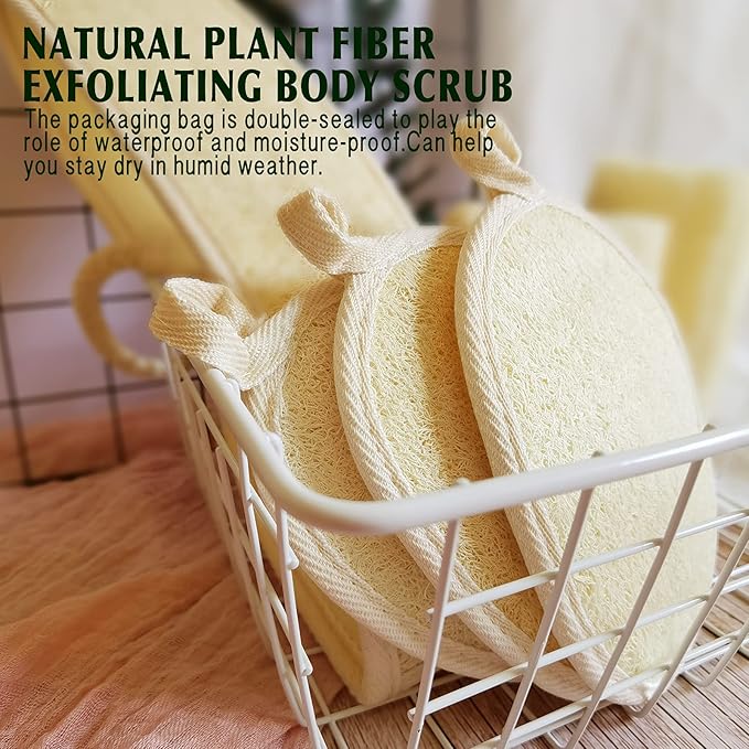 YIQINGJIE Natural Loofah Sponge Exfoliating Body Scrubber, Made - Image 6