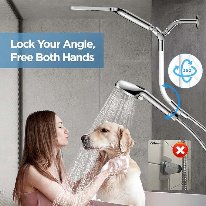 MakeFit Dual Filtered Rain Shower Head Combo, High Pressure Handheld Shower Head - Image 3