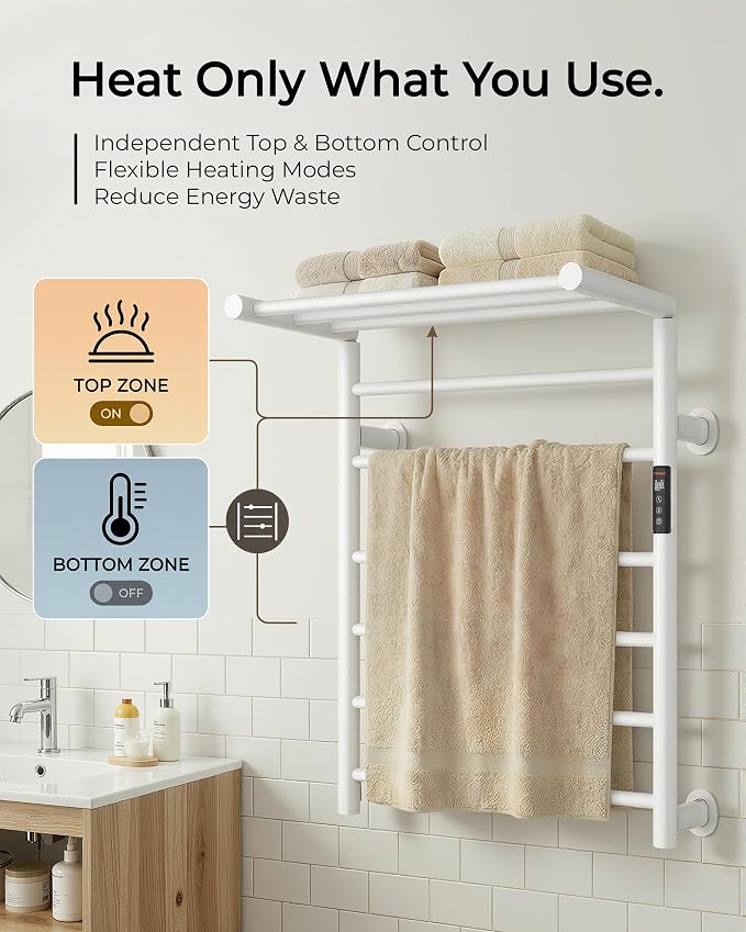 Foldable Heated Towel Rack, Dual-Zone Electric Towel Warmer Rack - Image 2