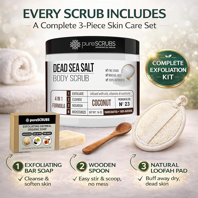 pureSCRUBS Premium Coconut Body Scrub Set - Image 5