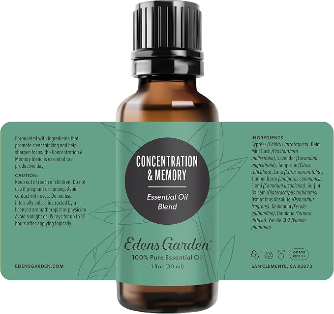 Edens Garden Concentration & Memory Essential Oil Blend, 100% Pure & Natural - Image 9