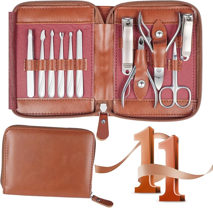Manicure Set 11 in 1 Stainless Steel Nail Clippers by RedFlow-official