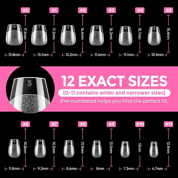 UNA GELLA Extra Short Coffin Nail Tips: XS 216pcs Pre-shape Press on Nails - Image 8