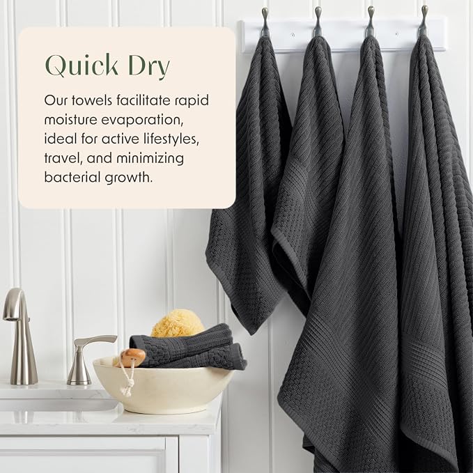 Springtree Home 100% Cotton Bath Towel Set of 4 | Super Soft & Absorbent - Image 4