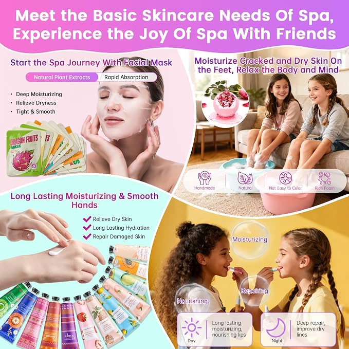 137 PCS Spa Party Supplies For Girls, Include Face Mask, Bath Bombs, Hand Cream - Image 7