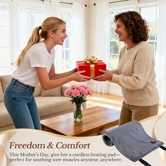 Cordless Heating Pad for Back Pain Relief & Cramps, Battery Operated, 3 Heat - Image 9