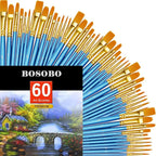 BOSOBO Paint Brush Sets, 6 Pack 60 Pcs Pointed-Round Tip Paintbrushes Nylon by ArtistPaintBrushesSet
