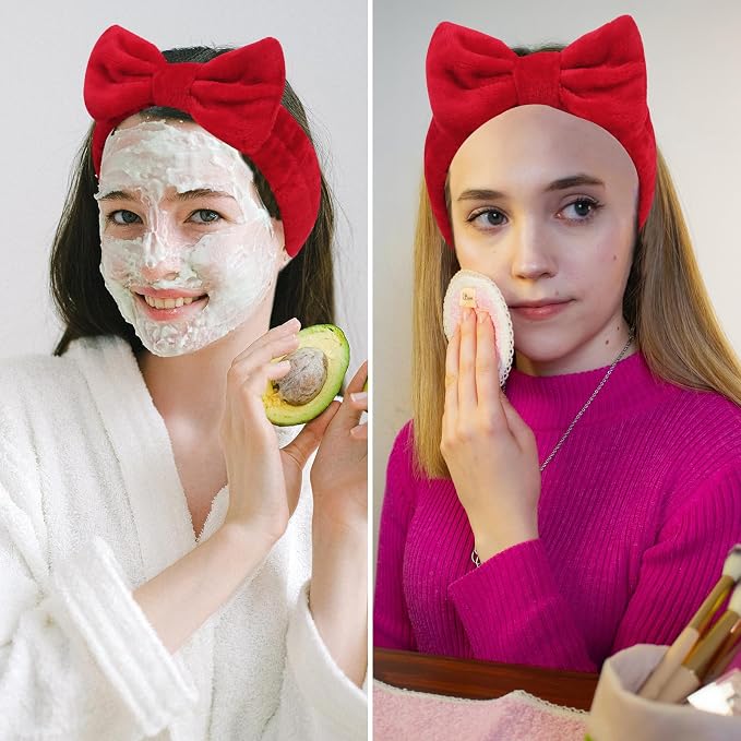 Ondder Spa Headband for Washing Face 8 Pack Red Skincare Headbands for Women - Image 3