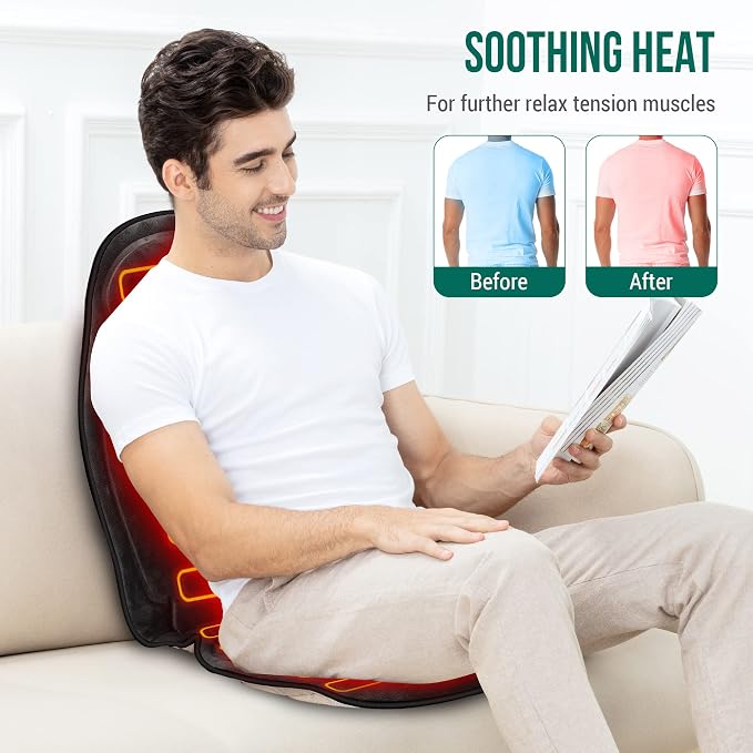 Snailax Back Massager with Heat, Memory Foam Chair Massage Pad, 5 Massage Modes - Image 4
