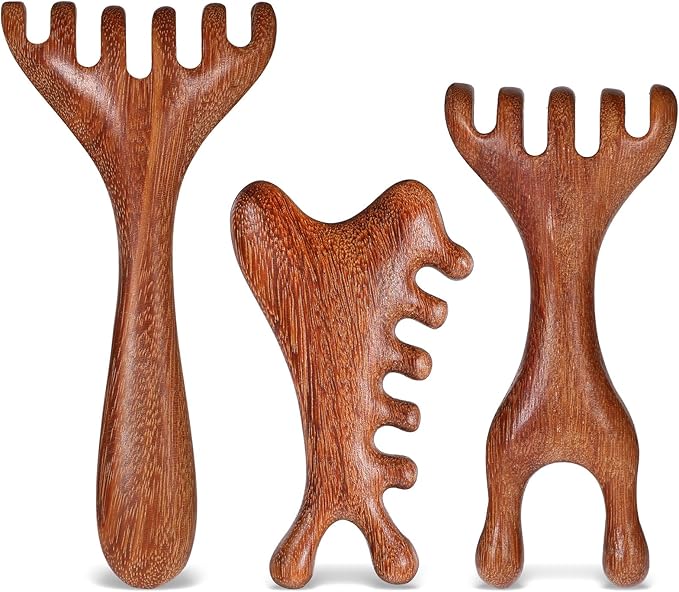 3 Pack Wooden Massager Comb Gua Sha Scraping Massages 6 Claws Meridian Massager by Unknown