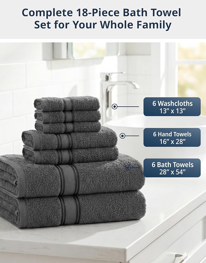 LANE LINEN 18-Pack Premium Towels - Image 2