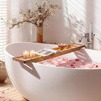 VaeFae Teak Bathtub Tray, Wooden Bath Caddy - Image 5