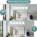 Ascher Bathroom Light Fixtures, 5-Light Vanity Light Over Mirror, Brushed - Image 3