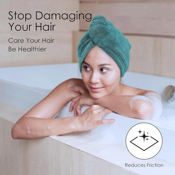 TENSTARS 5 Pack Thicken Microfiber Hair Towel Wrap - Image 2