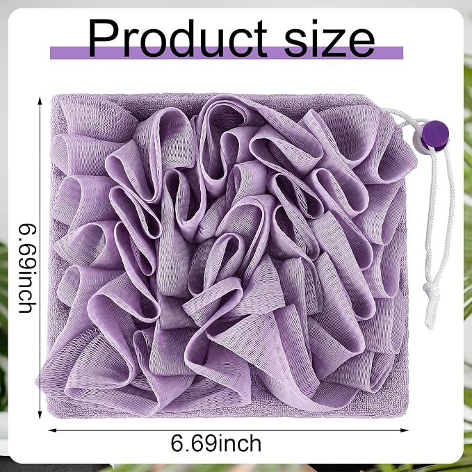3 Pcs Washcloth Loofah Combo, 2 in 1 Bath Loofah Sponge - Image 3