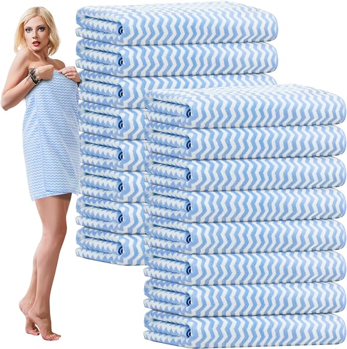 SmoothNovelty 16 Pack Microfiber Bath Towels Bulk 27'' x 60'' Oversized Size by SmoothNovelty