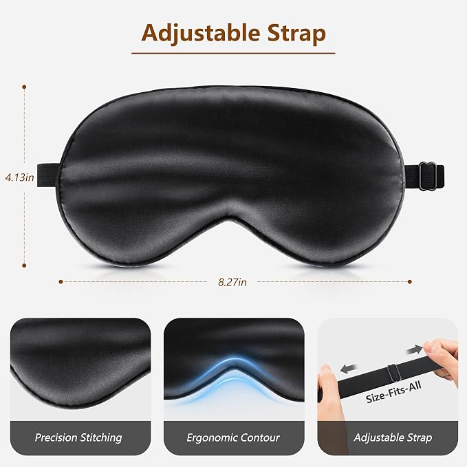 Sleep Mask Silk Eye Mask for Men Sleeping Mask, Adjustable Elastic Strap for - Image 6