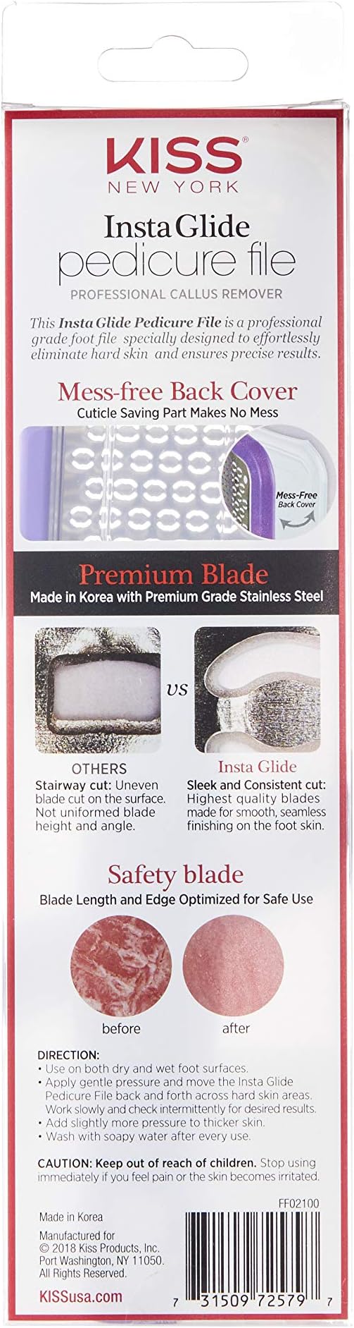 Kiss New York Insta Glide Pedicure File Callus Remover Foot File FF02 - Image 3