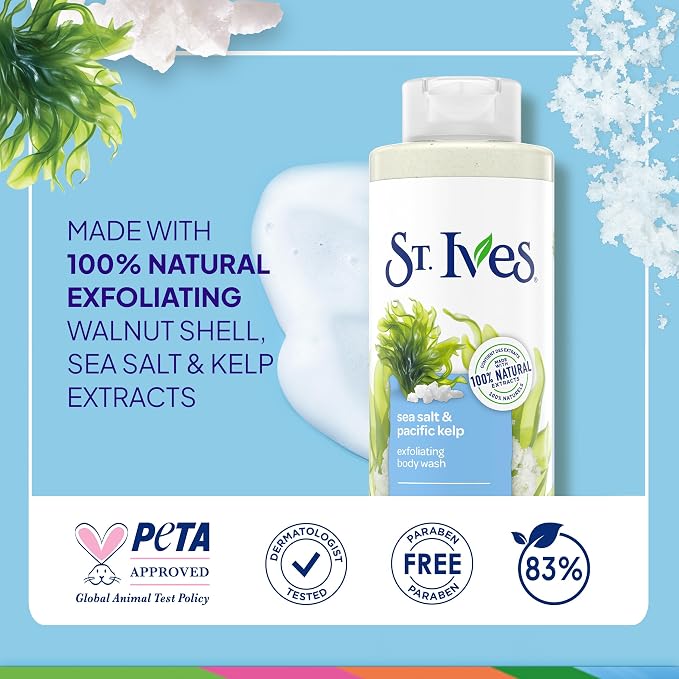 St. Ives Sea Salt & Pacific Kelp Exfoliating Body Wash 22 Fl Oz - Image 5