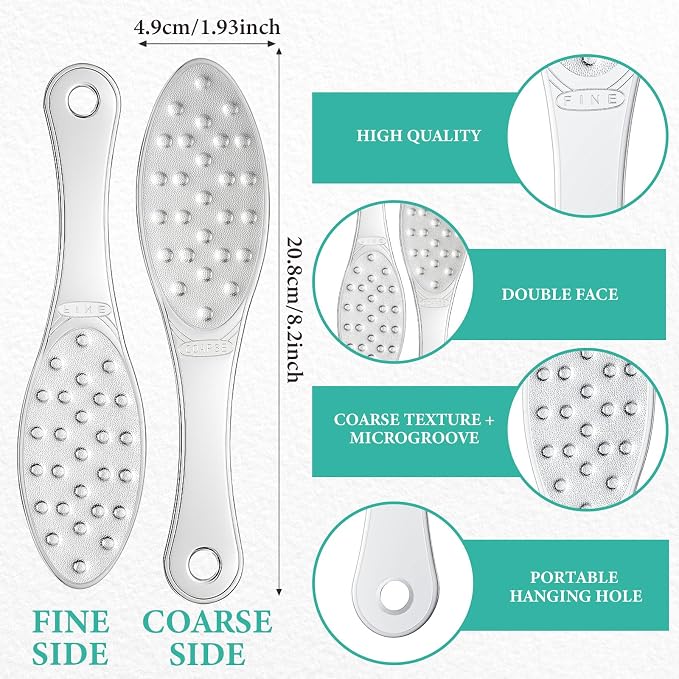 2 Pcs Stainless Steel Foot Scraper Metal Foot File Double Sided File Callus - Image 2
