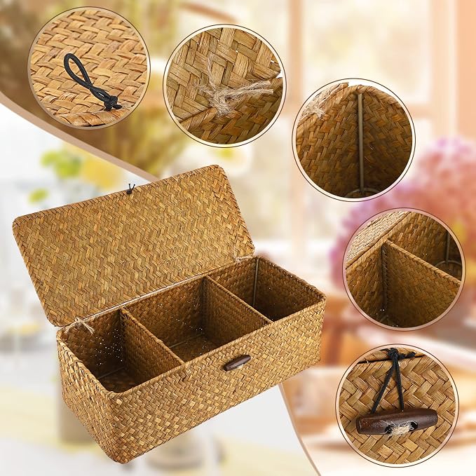 Sumnacon Small Woven Basket for Shelf, Wicker Shelves Storage Baskets - Image 5