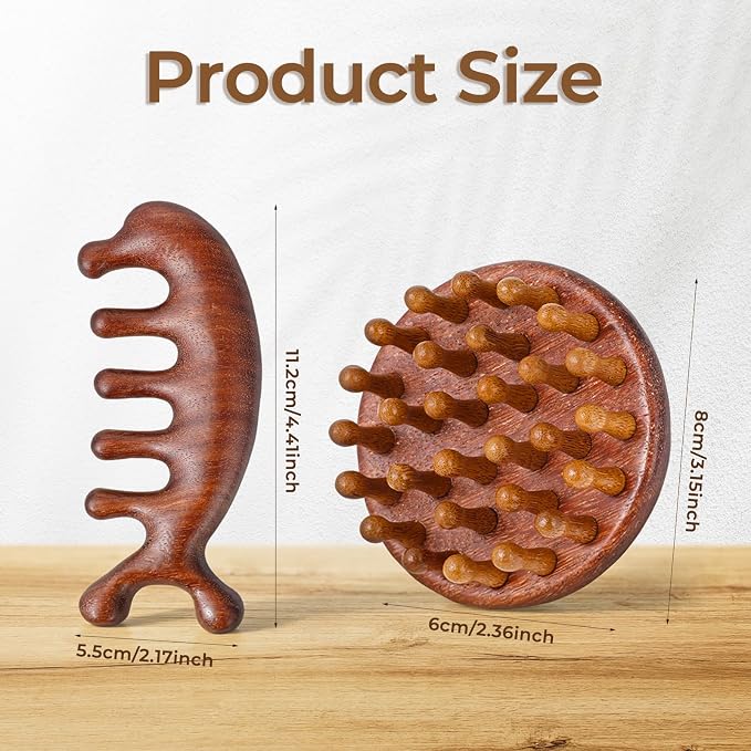 Wooden Scalp Massager & Hair Scrubber, Head Massager Brush - Image 2