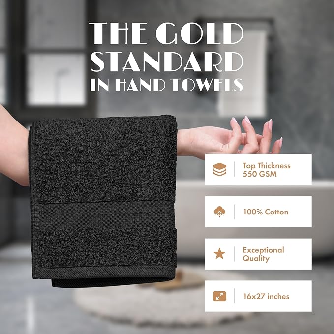 White Classic Black Hand Towels - Image 2