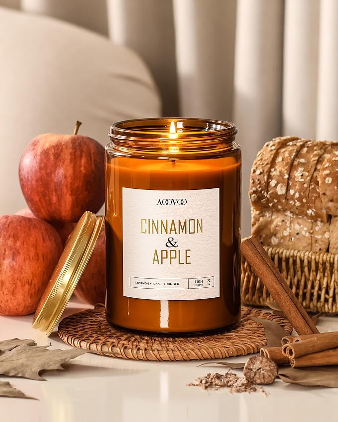 AOOVOO Apple Cinnamon Candles - 22 oz Scented Candles - Image 6