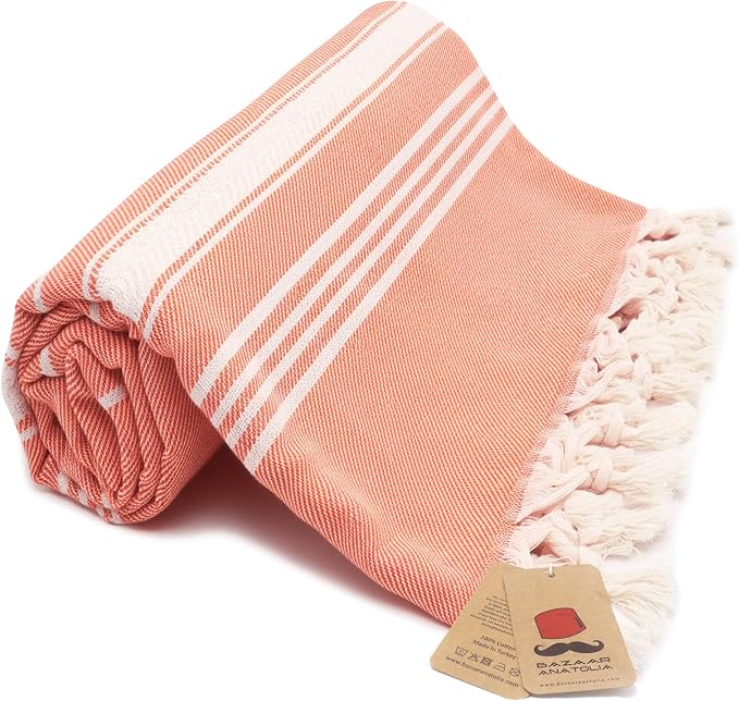 Bazaar Anatolia Turkish Beach Towel – 100% Cotton, Quick Dry, Sand Free Towel by BazaarAnatolia