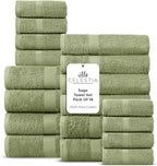 100% Cotton Bath Towel Set of 18-4 Bath Towels, 6 Hand Towels, 8 Wash Cloths by VillaCelestia