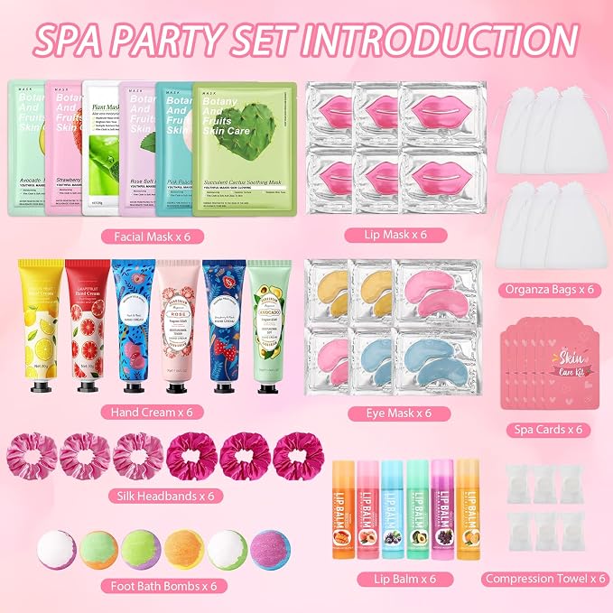 60PCS Spa Party Supplies for Girls, Include Facial Masks, Lip Mask, Under Eye - Image 2
