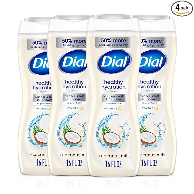 Dial Body Wash, Healthy Hydration, Coconut Milk + Vitamin E, 16 fl oz, Leaves by DialSoap