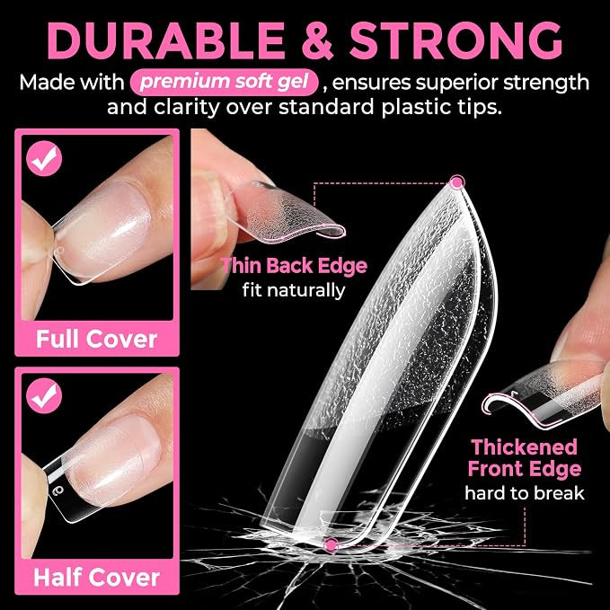 UNA GELLA Extra Short Square Nail Tips XS 216pcs Pre-shape Extra Short Square - Image 5