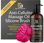 Anti Cellulite Massage Oil and Silicone Body Brush – Collagen and Stem Cell by M3Naturals