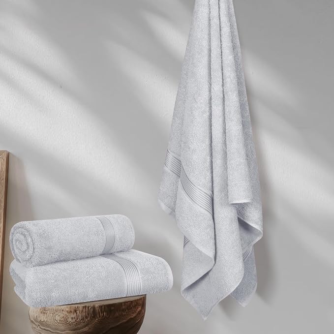 BELZZI Home Ultra Soft 4 Pack Oversized Bath Towel Set 27x54, Cotton Compact - Image 4