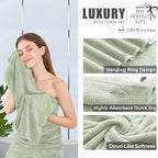 8 Piece Bath Towel Set Green|2 Oversized Large Bath Sheet, 2 Hand Towels - Image 3