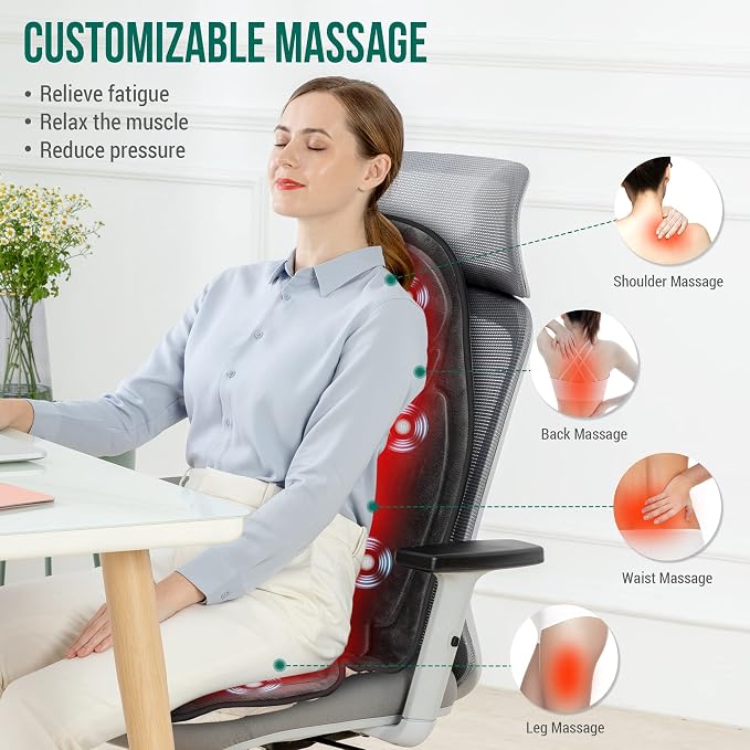 Snailax Back Massager with Heat, Memory Foam Chair Massage Pad, 5 Massage Modes - Image 3