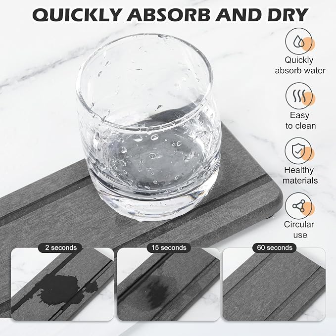 4PCS Stone Drying Trays for Bathroom Sink and Kitchen Counter, Water Absorbing - Image 2