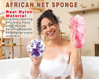 2 Pack African Net Sponge Exfoliating Body Scrubber Bath Sponge - Image 3