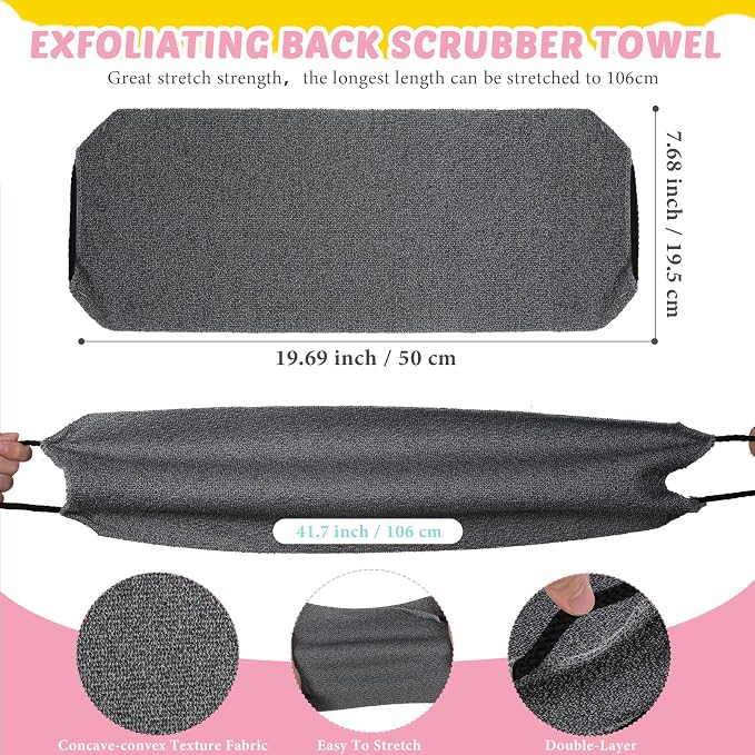 4 Pack Exfoliating Washcloth Back Scrubber Set, 2 Exfoliating Body Scrubber - Image 2