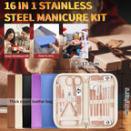 Manicure Set 16Pcs Professional Stainless Steel Pedicure Kit Mens Grooming Kit - Image 6