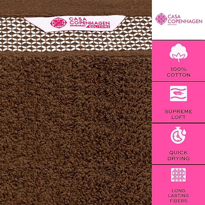 CASA COPENHAGEN Solitaire 6Pcs 100% Egyptian Cotton Large Designer Towels Gift - Image 2