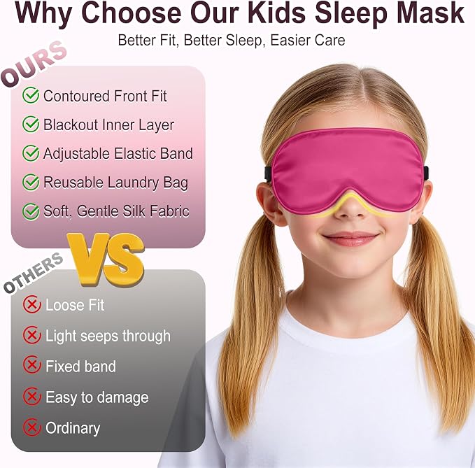 Kids Sleep Mask, Kids Eye Mask for Boys Girls, Kid Silk Eye Masks - Image 4