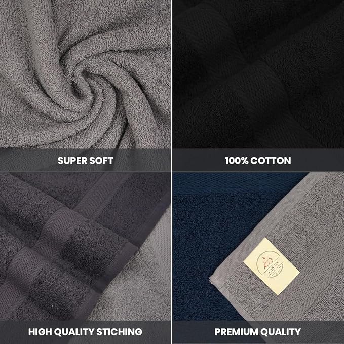 Large Bath Towels Pack of 6 – 24" x 50", 100% Cotton Terry – Soft, Quick-Dry & - Image 5