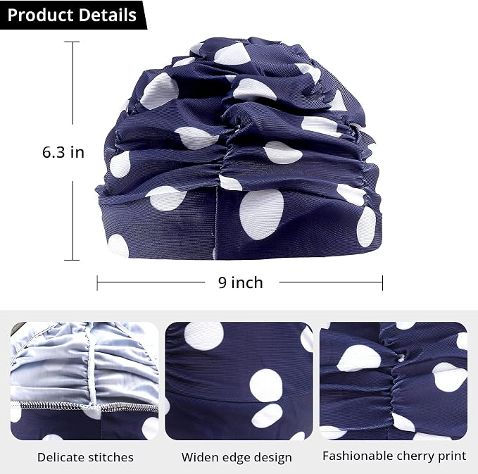 Swim Caps for Women Swimming, Comfort Pleated Swimming Cap for Long Hair - Image 4