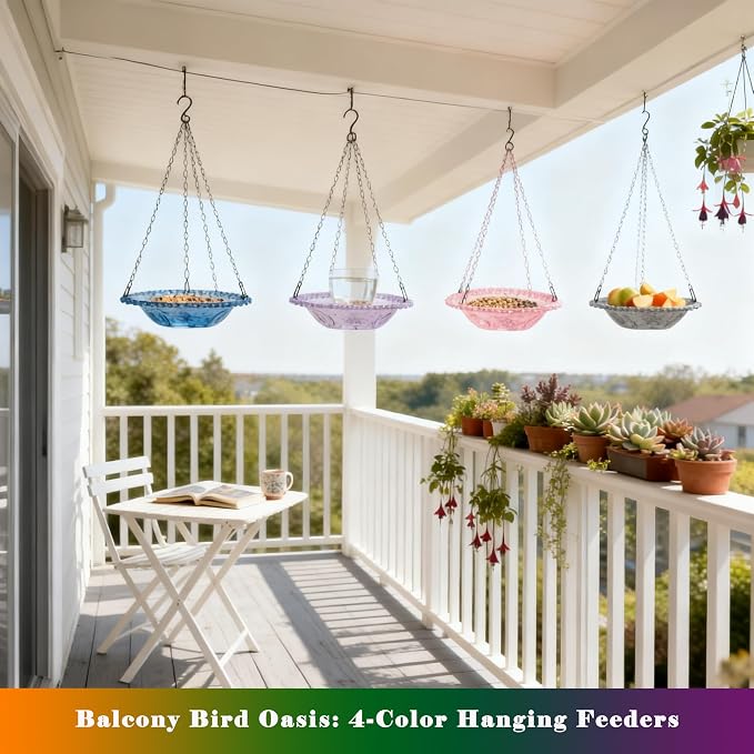 4 Pack Super Value Hanging Plastic Bird Baths and Feeders - Image 2