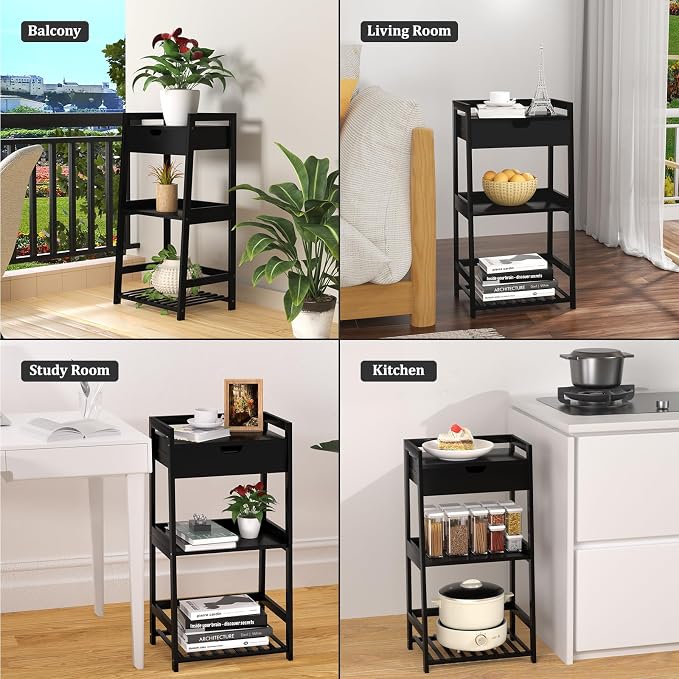 POXAKA 3 Tier Bamboo Bathroom Shelves - Image 6