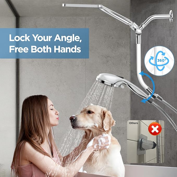 Dual Handheld Shower Head Combo, 2-in-1 Rain Shower Heads System Wide Rainfall - Image 4